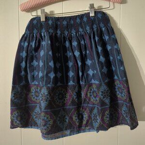 Ecote Blue & Purple Patterned Boho Print Mini Women's Skirt – Size XS #I13